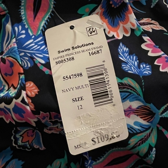 Swim Solutions Costal Plates Printed Tiered One-Piece Swimsuit - Picture 9 of 11